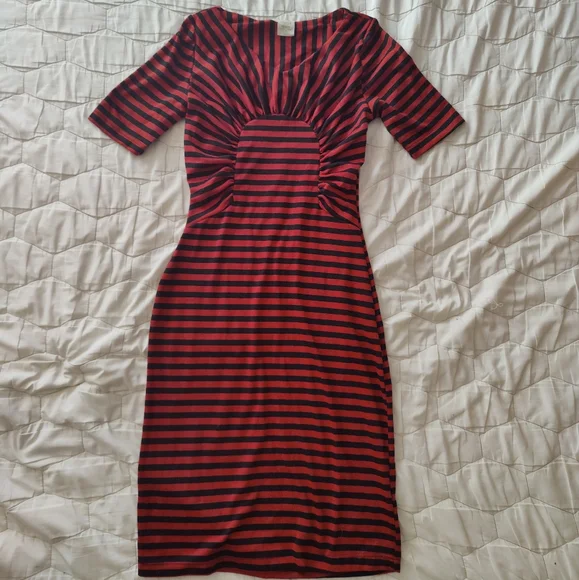 Shabby Apple Red and Black Long Sleeve Dress - Picture 1 of 5
